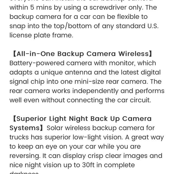 Autovox solar wireless auto rear backup camera w/5”lcd monitor/screen - Picture 12 of 14